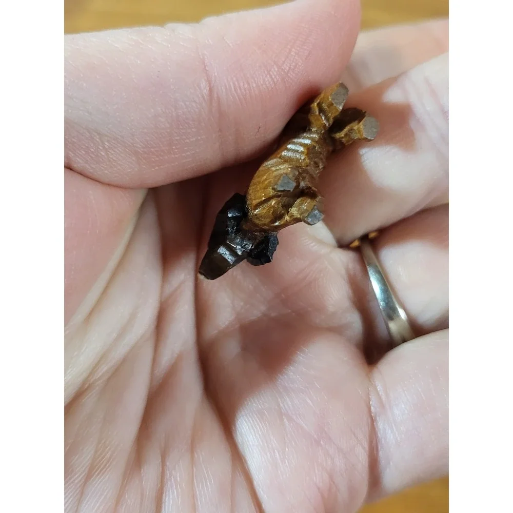 ENGLISH COCKER SPANIEL DOG vintage hand carved wood‎ MINIATURE figure